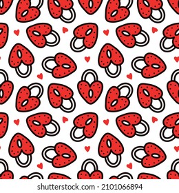 Seamless pattern with red locks and hearts. Vector illustration. Valentines day pattern 
