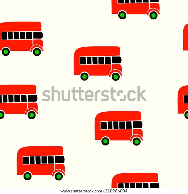 Seamless pattern with red London buses.\
Vector illustration.