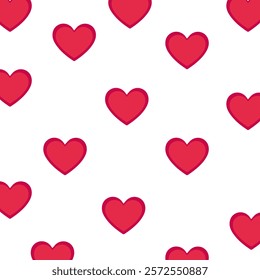 Seamless pattern of red love heart. Romantic heart background. Valentine's Day festive background texture.