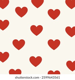 Seamless pattern of red love heart. Romantic heart background. Festive Valentine's Day background texture.