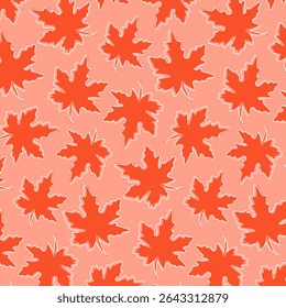 Padrão sem costura com folha de bordo vermelha. Fundo de outono. Projeto de natureza abstrata para decoração de queda, têxtil, tecido.