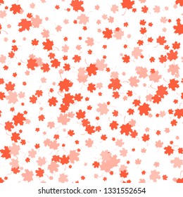 Seamless pattern of red maple leaves. Symbol of Canada. Autumn background. Vector illustration