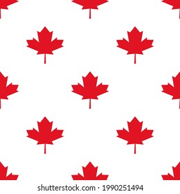 Seamless pattern with red maple leaves. Wallpaper, gift wrap, banner, poster and cover template.  