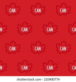 Seamless pattern of red maple leaves and abbreviation Canada - CAN. Vector eps 10