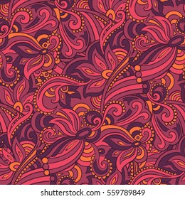 Seamless pattern. Red and maroon abstract background with waves