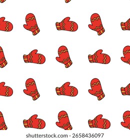 Patrón sin fisuras con manoplas rojas sobre fondo blanco. Imagen de Vector.