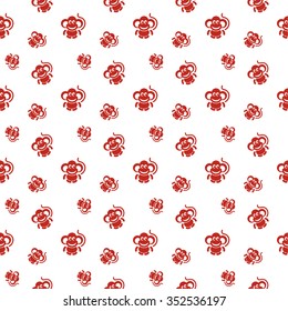 Seamless pattern from red monkeys. Symbol of the New Year 2016