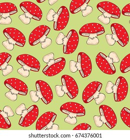 seamless pattern with red mushrooms, vector format