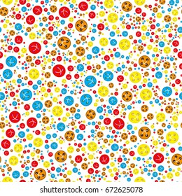 Seamless pattern with red orange blue yellow buttons