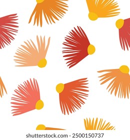 Seamless pattern of red and orange flowers on white background