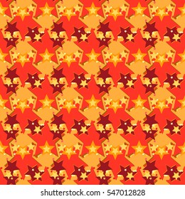 Seamless pattern with red and orange stars