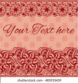 Seamless pattern. Red ornament lace braid with a place for text