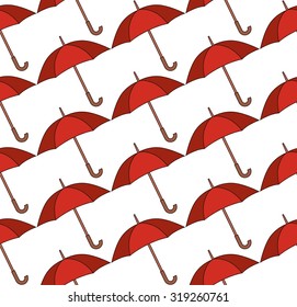 Seamless pattern with red painted umbrellas