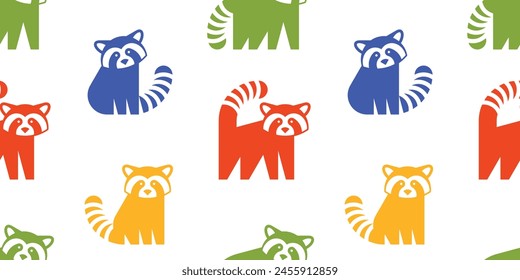 Seamless pattern with Red pandas. isolated on white background