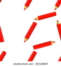 Seamless pattern: red pencils on a white background