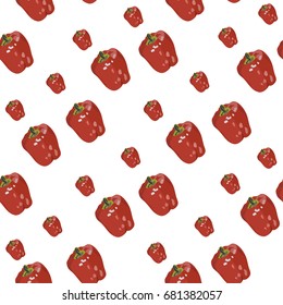 Seamless Pattern with Red Peppers on a white.