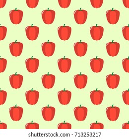 Seamless pattern of red peppers on a blue background.