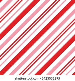 Seamless pattern with red and pink candy cane stripes. Christmas packaging print.