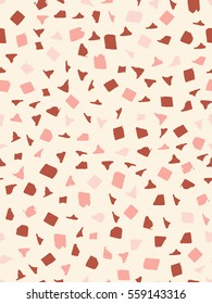 Seamless pattern in red and pink color with square, triangular and rectangular shapes. Ink and pen. Hand drawn. Vector illustration.