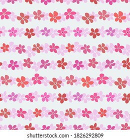 seamless pattern of red and pink flowers on light background
