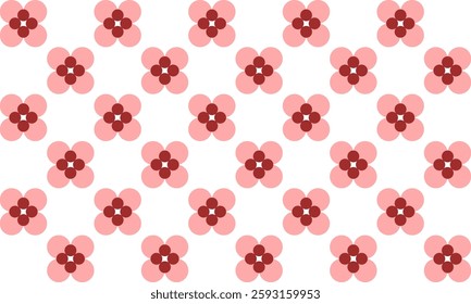 seamless pattern with red and pink flowers repeat style, replete image design for fabric printing, checkerboard 