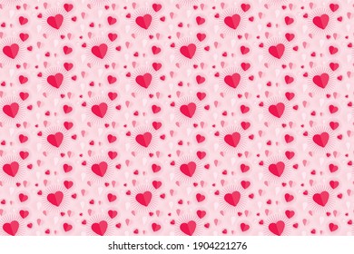seamless pattern of red and pink hearts on a pink background