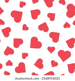 Seamless pattern with red, pink, hearts. Wallpaper, gift wrap, packaging, fabric pattern