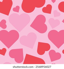Seamless pattern with red, pink, hearts. Wallpaper, gift wrap, packaging, fabric pattern