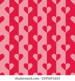 Seamless pattern with red and pink hearts. Vector Valentine's day background. Editable.