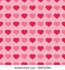 Seamless pattern with red and pink hearts