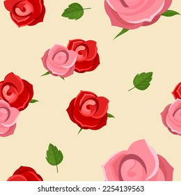 patrón transparente de rosas rojas y rosas