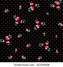 Seamless pattern with red and pink roses. Vector illustration.