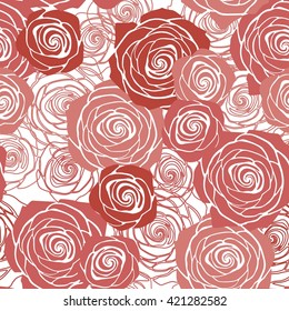 Seamless pattern with red and pink roses. Vector illustration