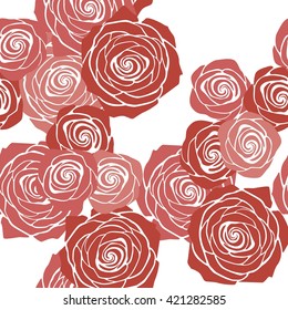 Seamless pattern with red and pink roses. Vector illustration