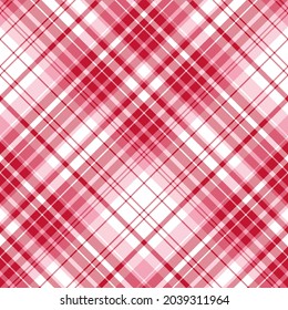 Seamless pattern in red, pink and white colors for plaid, fabric, textile, clothes, tablecloth and other things. Vector image. 2