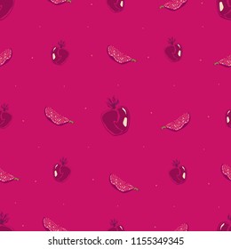 Seamless pattern of red pomegranate on a red background