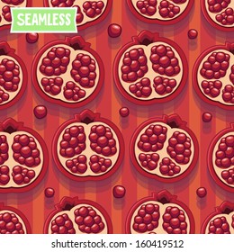 Seamless pattern with red pomegranates. Vector illustration.