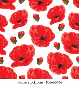 Seamless pattern with red poppies