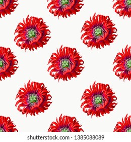 Seamless pattern with red poppies. 