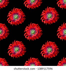 Seamless pattern with red poppies. 