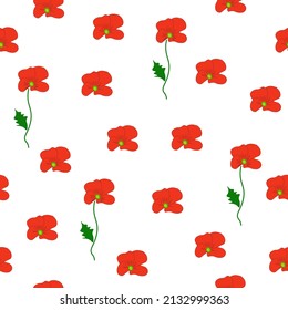 Espías rojas sin foco aisladas sobre fondo blanco. Simplemente estampado floral. Florencia de verano dibujada para papel pintado o tejido textil. Ornamento de flores de jardín, diseño vectorial eps 10