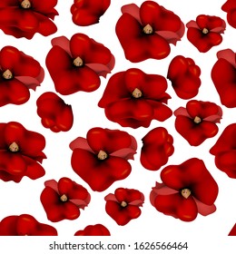 Seamless pattern of red poppies on a white background. Print for clothes, fabric or wallpaper.
