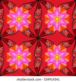 Seamless pattern with red poppies. Vector illustration.