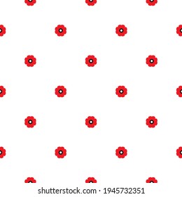 Seamless pattern with red poppy flowers on white background. Wild scarlet bloom ornament. Vector fabric print. Eco, floral, natural, love wallpaper.