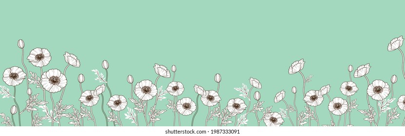 Seamless pattern with red poppy flowers
