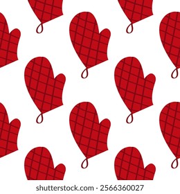 Seamless pattern with red potholder. Fun kitchen print.