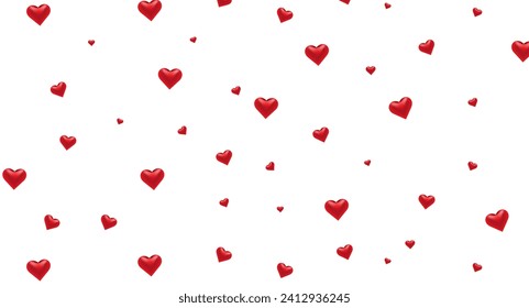 Seamless pattern red realistic hearts. Vector illustration of metal heart shaped. Ideal for luxury, romantic, and love design.