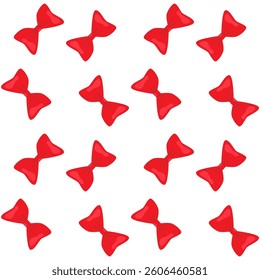 Padrão contínuo arco de fita vermelho no fundo branco. Para cartaz, cartão, faixa, desconto, oferta especial, capa, menu, publicidade. Ilustração vetorial EPS10 
