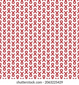 Icono de cinta roja de patrón sin brillo. Símbolo del Día Mundial del Sida. Ilustración vectorial de diseño plano.