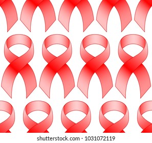 Seamless pattern of the red ribbon symbols